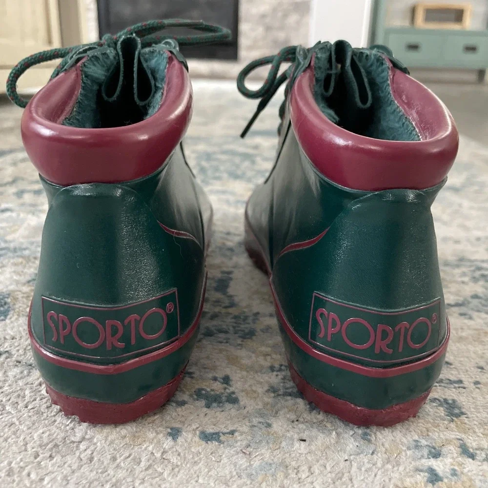 SPORTO Duck Waterproof Vintage‎ Boots, Rubber, Green, Size 7